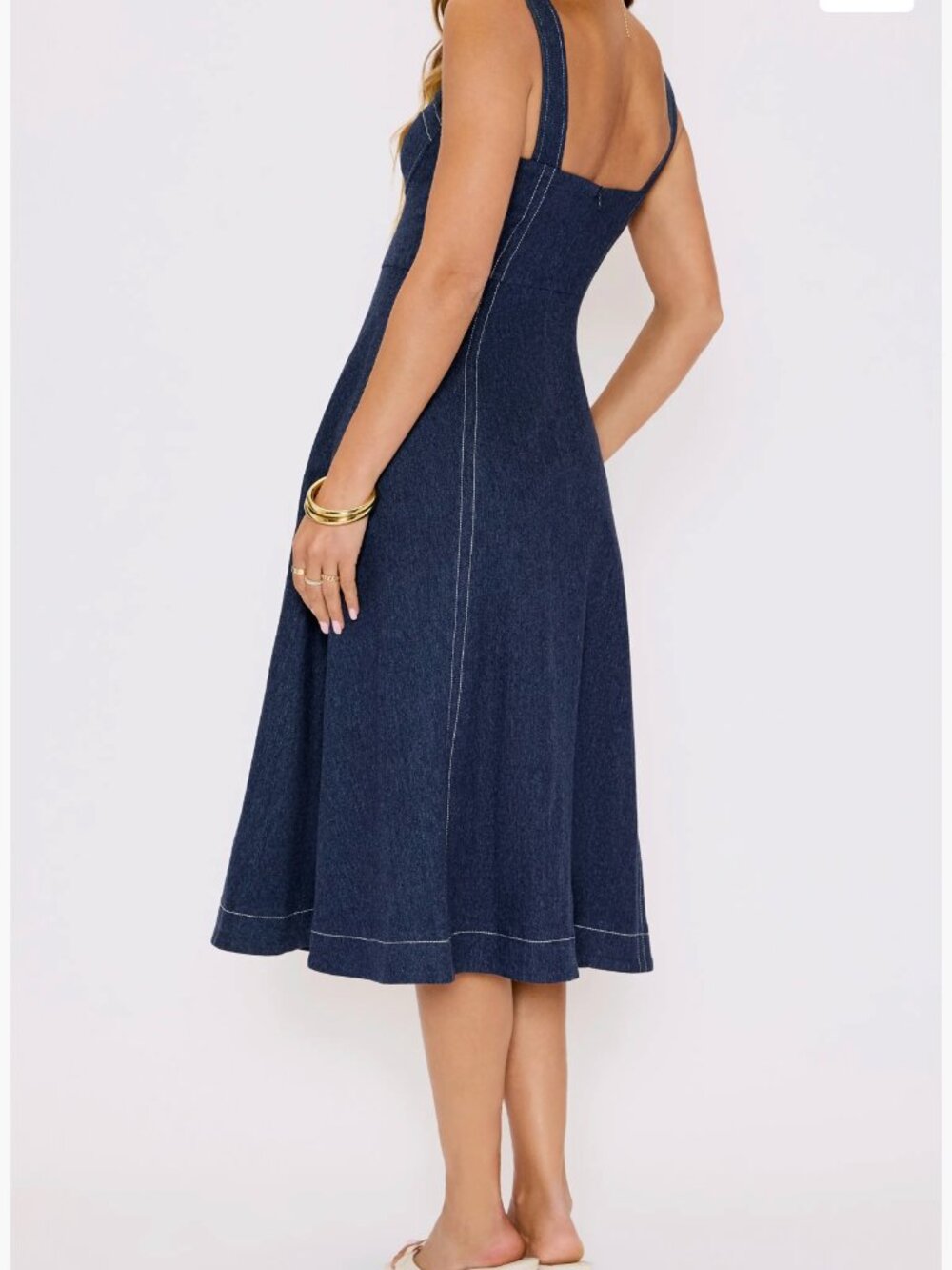 VICI Collection Rey Bustier Bodice Denim Midi Dress - Picture 2 of 8